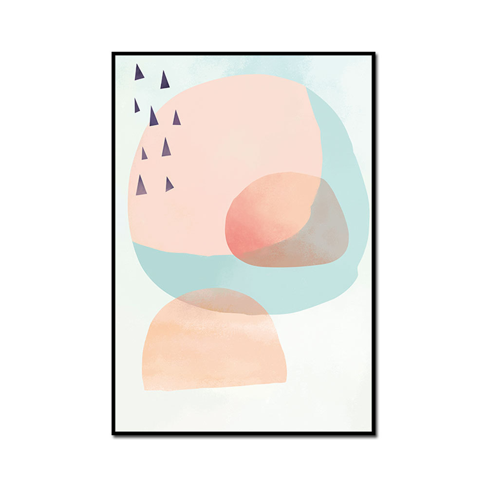 跨境热销现代北欧自然暖色抽象色块多边形石纹星川画客厅装饰画芯