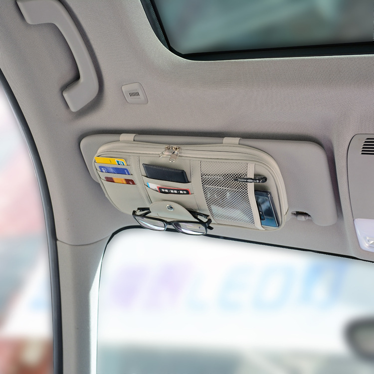 多功能遮阳板收纳包卡片夹驾驶证票据卡包数据线收纳汽车用眼镜夹