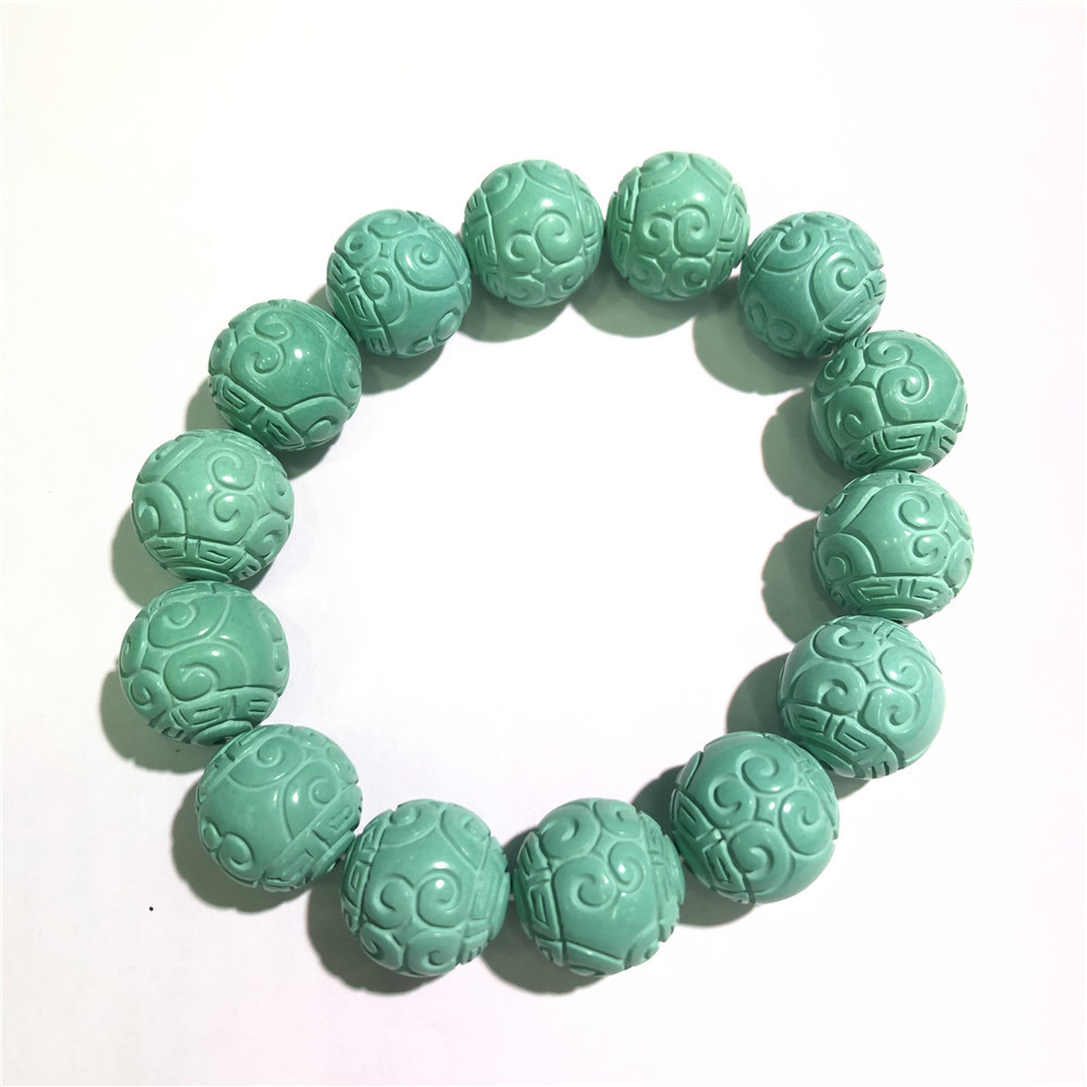 批发天然湖北绿松石 蒙古松回纹散珠手链项链diy饰品配件遇水变色
