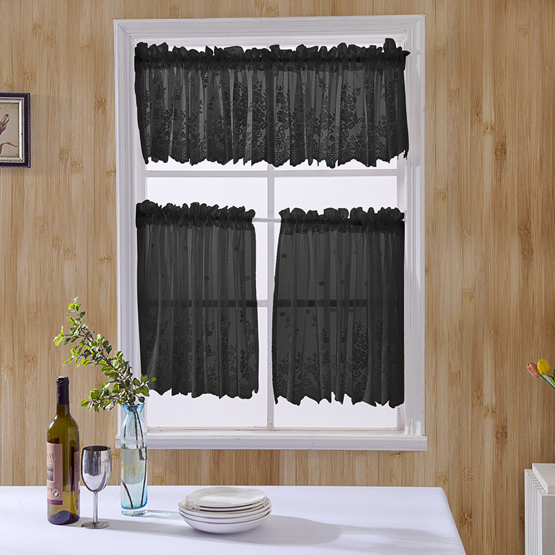 Kitchen Coffee Curtain Wearing Rod Lace Short Curtain