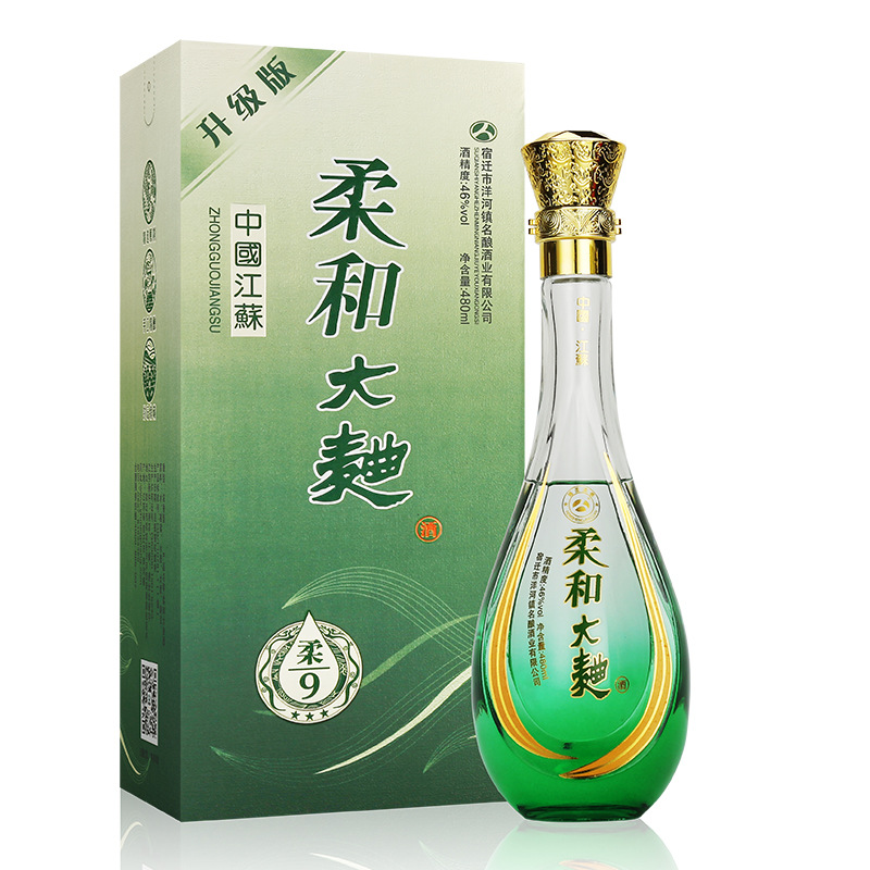 批发供应柔和大曲柔9浓香型白酒礼品酒480ml*6瓶装46度瓶白酒