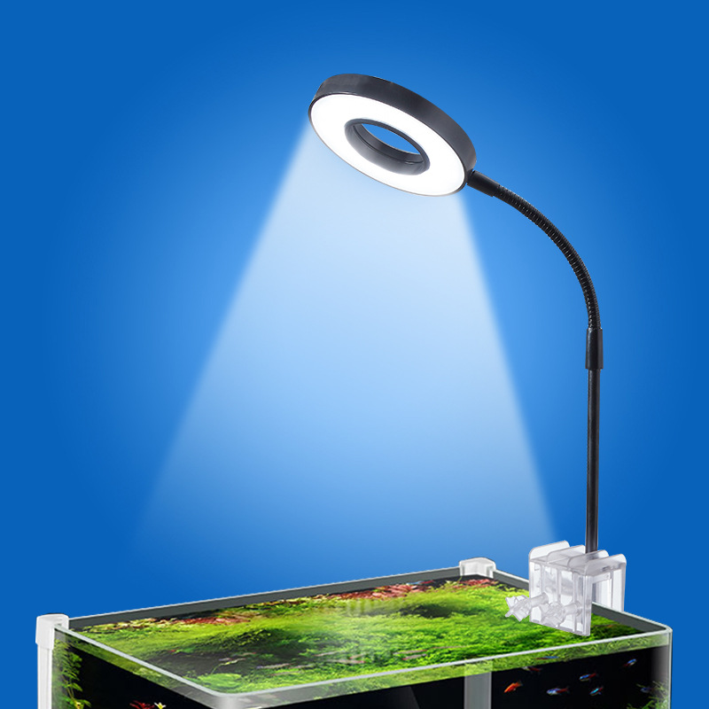 厂家直销鱼缸灯led灯 植物竹板灯 可伸缩水草灯圆型架水族射灯