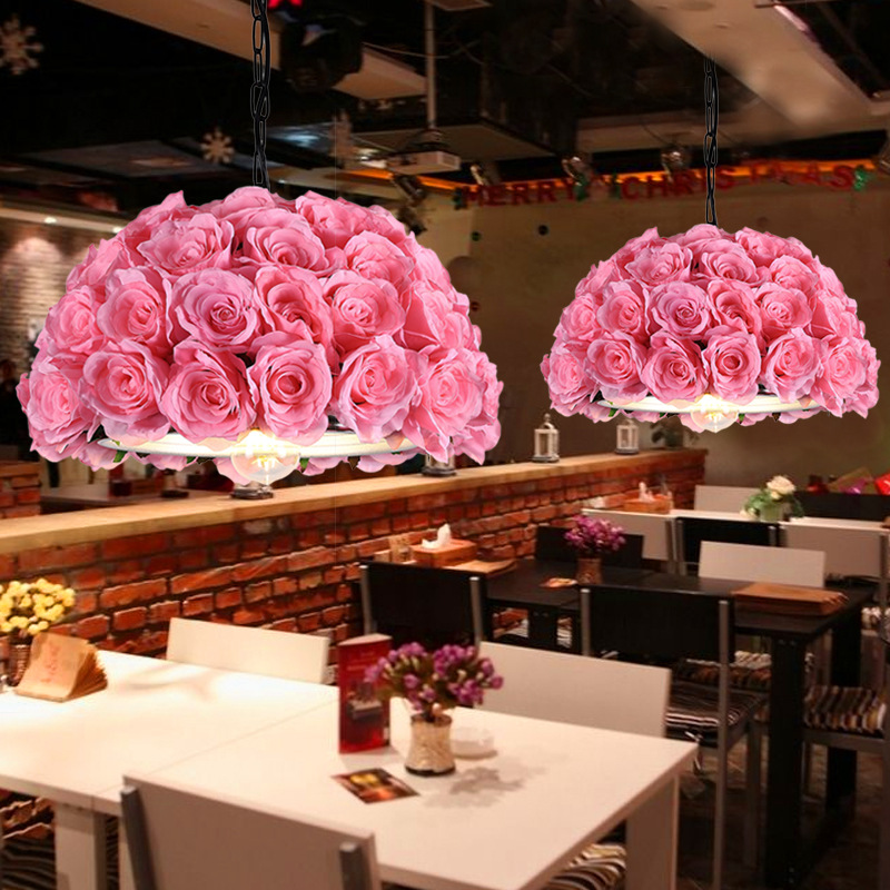 Flower Bar Chandelier Instafamous Store Music Restaurant Barbecue Bar Lighting Flower Shop Rose Plant Decorative Chandelier