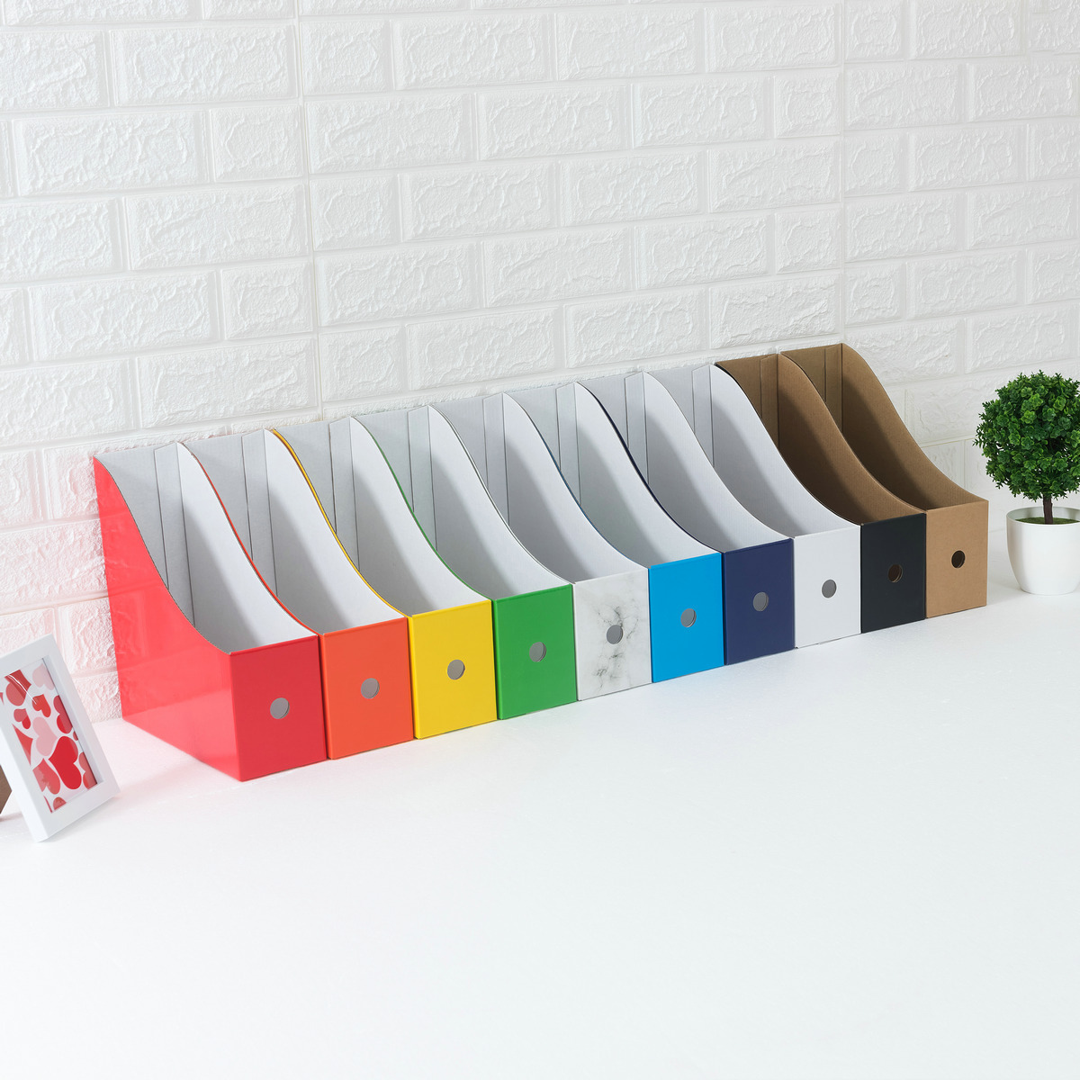 绿色书立盒文件架筐 学生档案盒置物架办公用品资料架 纸质收纳盒