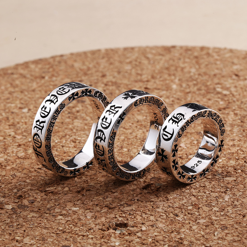 海芸达s925银克罗复古戒指情侣对戒forever 字母戒永恒之心指环