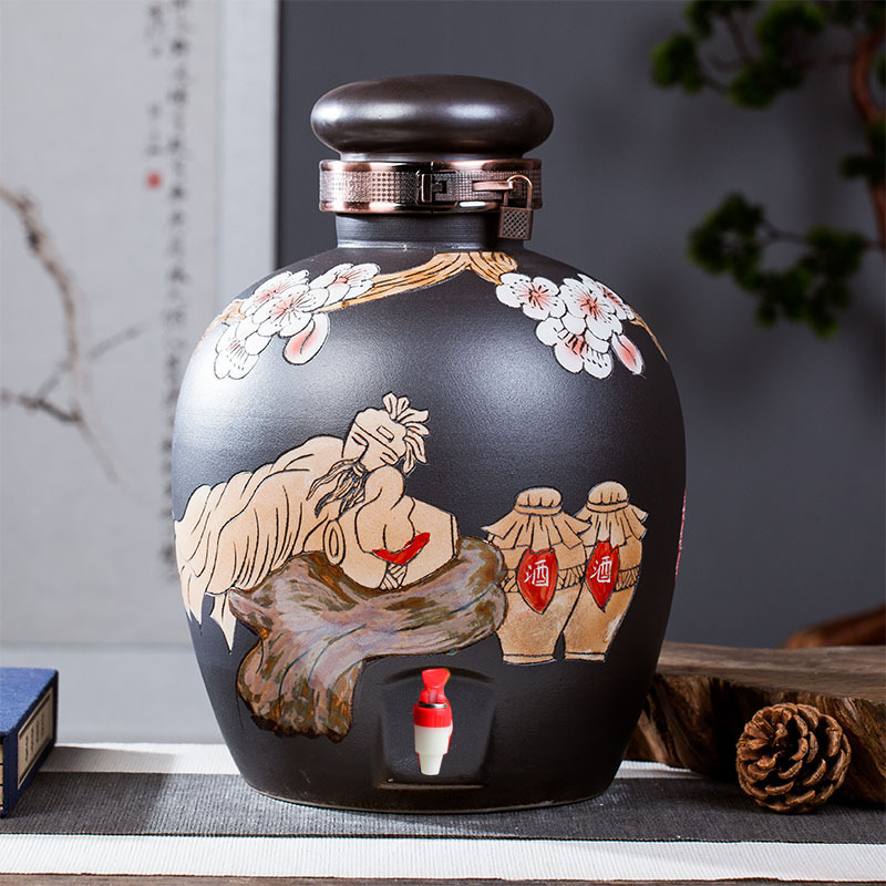 景德镇陶瓷手工酒坛泡酒存酒坛子 10斤20斤30斤50斤雕刻李白酒坛