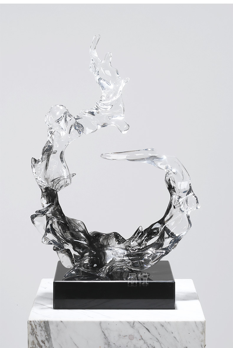 聚水生财雕塑酒店大堂大厅样板房间客厅招财摆件树脂桌面艺术软装