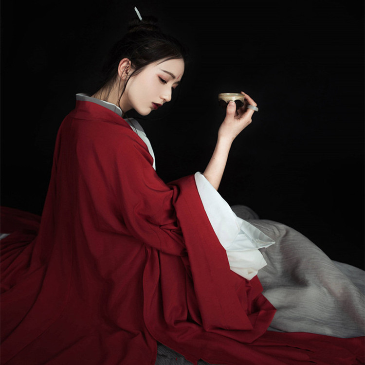 新款红颜汉服女魏晋风交领齐腰襦裙大袖衫套装侠客古风酒颂古装