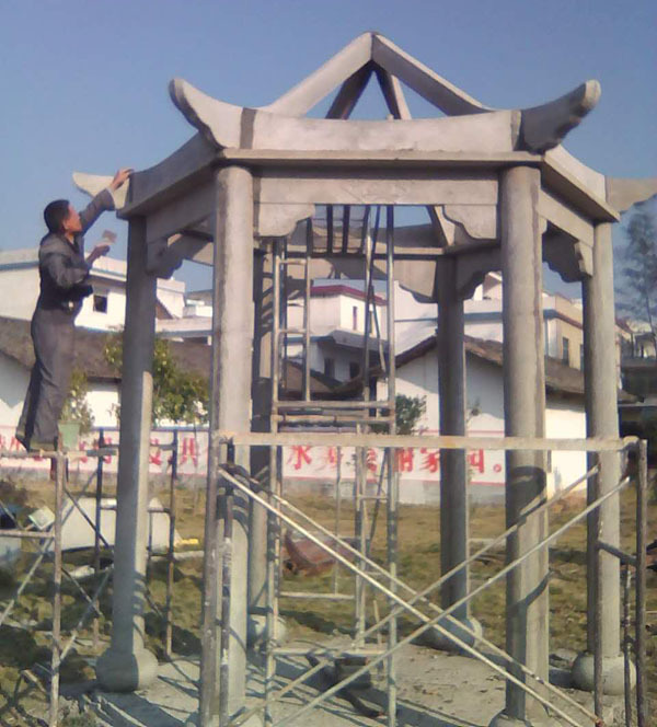 【原创】 - 园林景观中混凝土凉亭的施工安装及效果