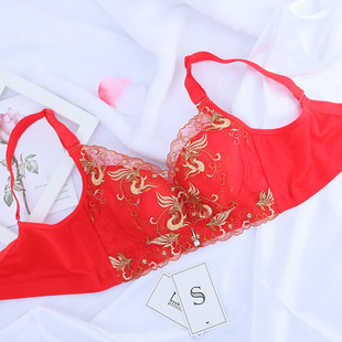 本历年红色内衣女士单件大胸大码胖mm薄款猪年保命年本年文胸