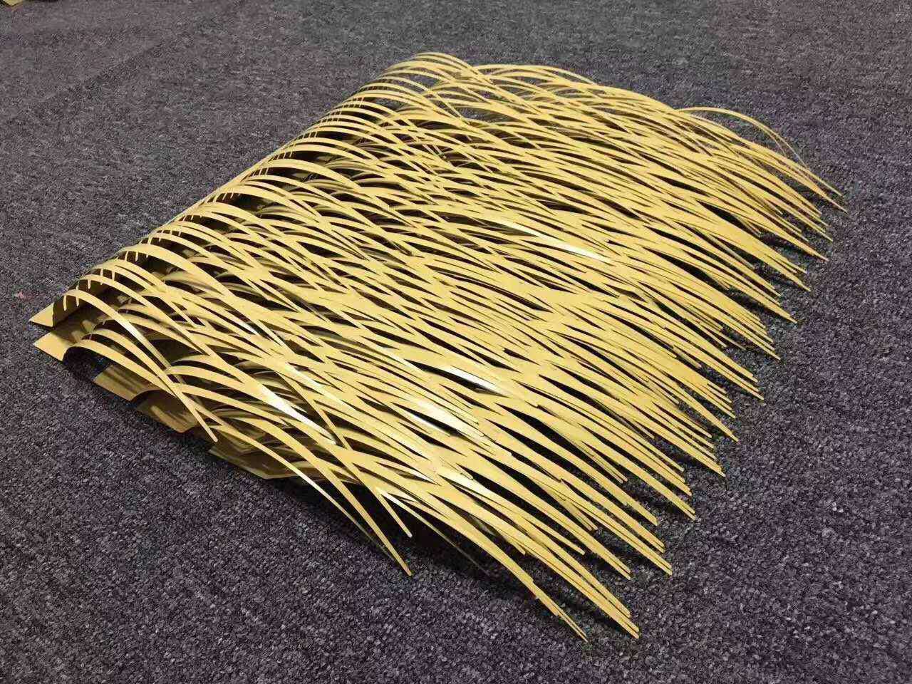 厂家批发铝制仿真茅草 防火金属茅草瓦 木纹金属茅草 金属茅草