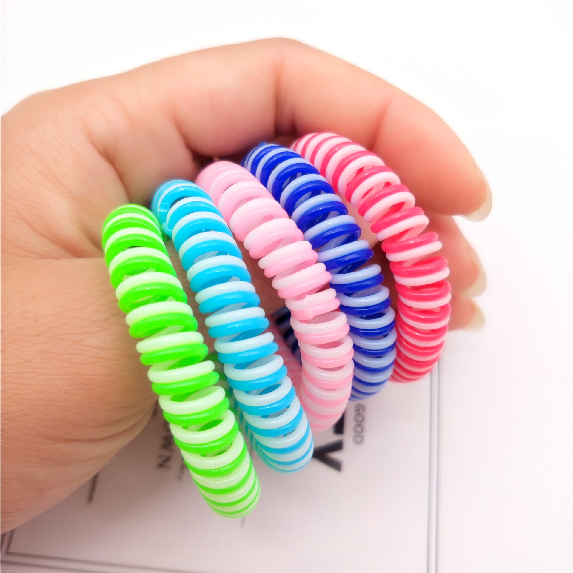 工厂直销电话线手环 双色驱蚊手环 防蚊电话线圈植物精油防蚊圈