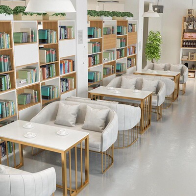 网红咖啡西餐厅卡座影视售楼部对坐沙发书吧休闲洽谈桌椅双人组合