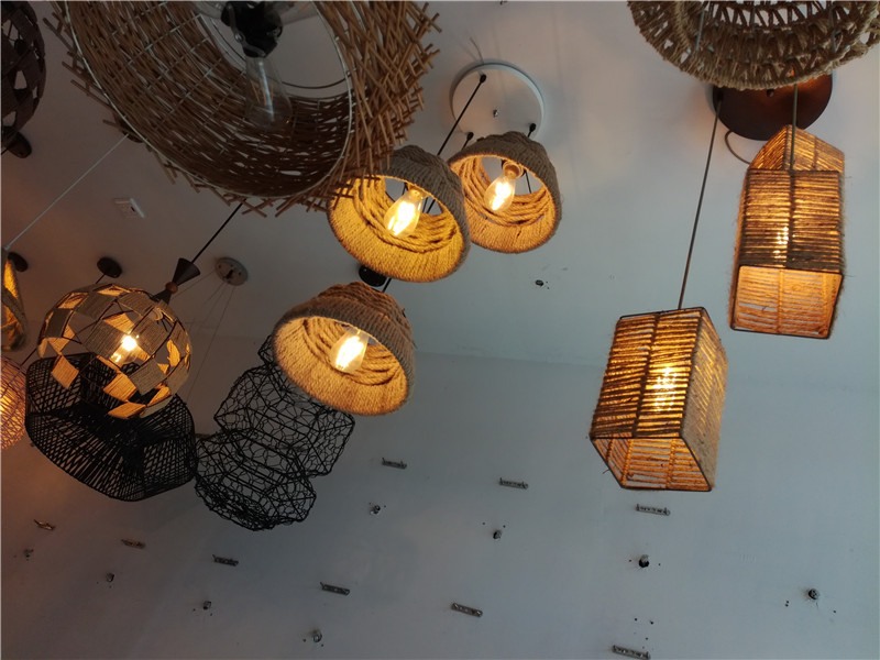 竹筒麻绳吊灯中式竹编吊灯榻榻米竹艺灯具新中式餐厅客厅灯水晶灯