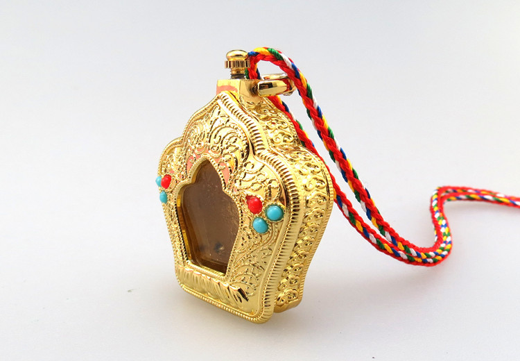 老款佛教密宗藏式嘎乌盒吊坠喜德恭尼泊尔十相嘎乌挂件饰品金银色