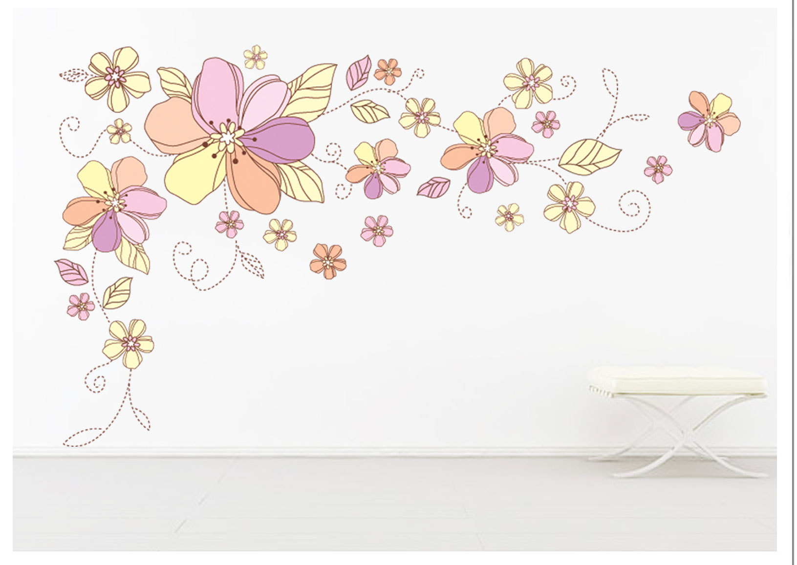 墙贴厂家批发新款大号粉色梦幻花卧室客厅可移除装饰墙贴jm7183ab