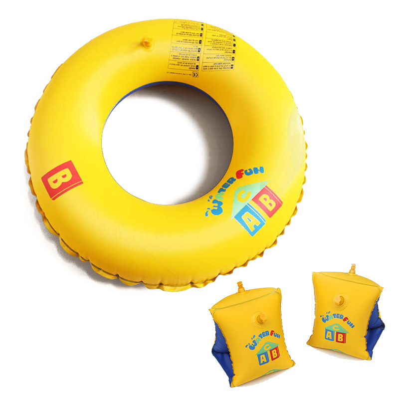 Environmental Protection Extra Thick Material Adult and Children Swimming Ring Rainbow Underarm Swimming Ring Life Buoy Water Wing Arm Floats Long White Silk Sleeves