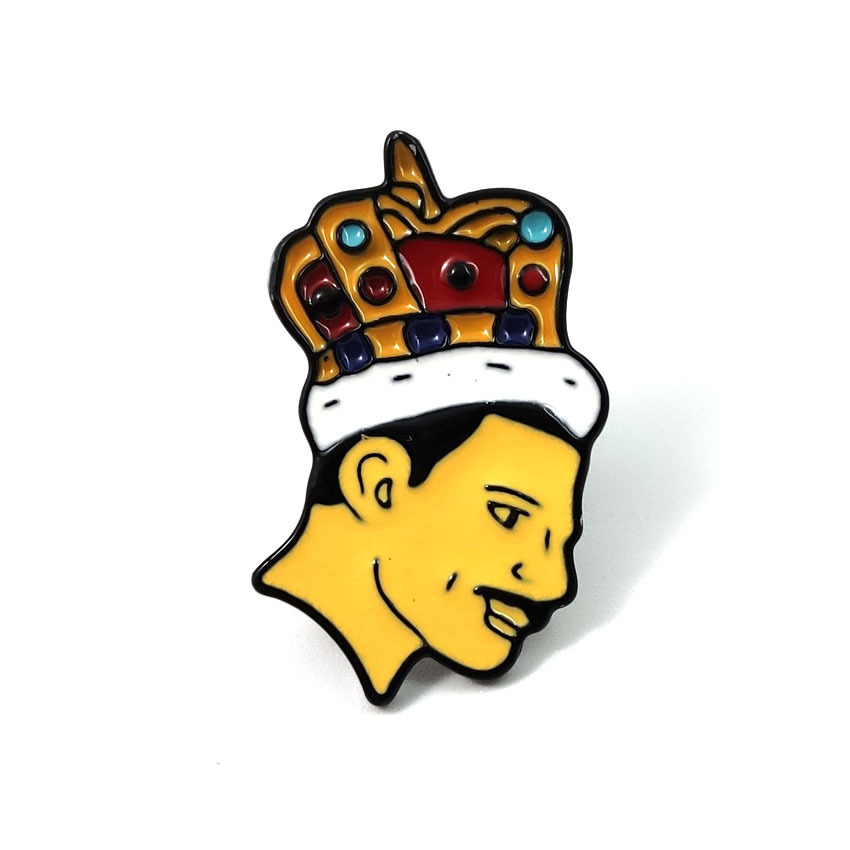 创意皇头像胸针 皇后乐队的主唱弗雷迪·莫库里 摇滚乐队胸针饰品