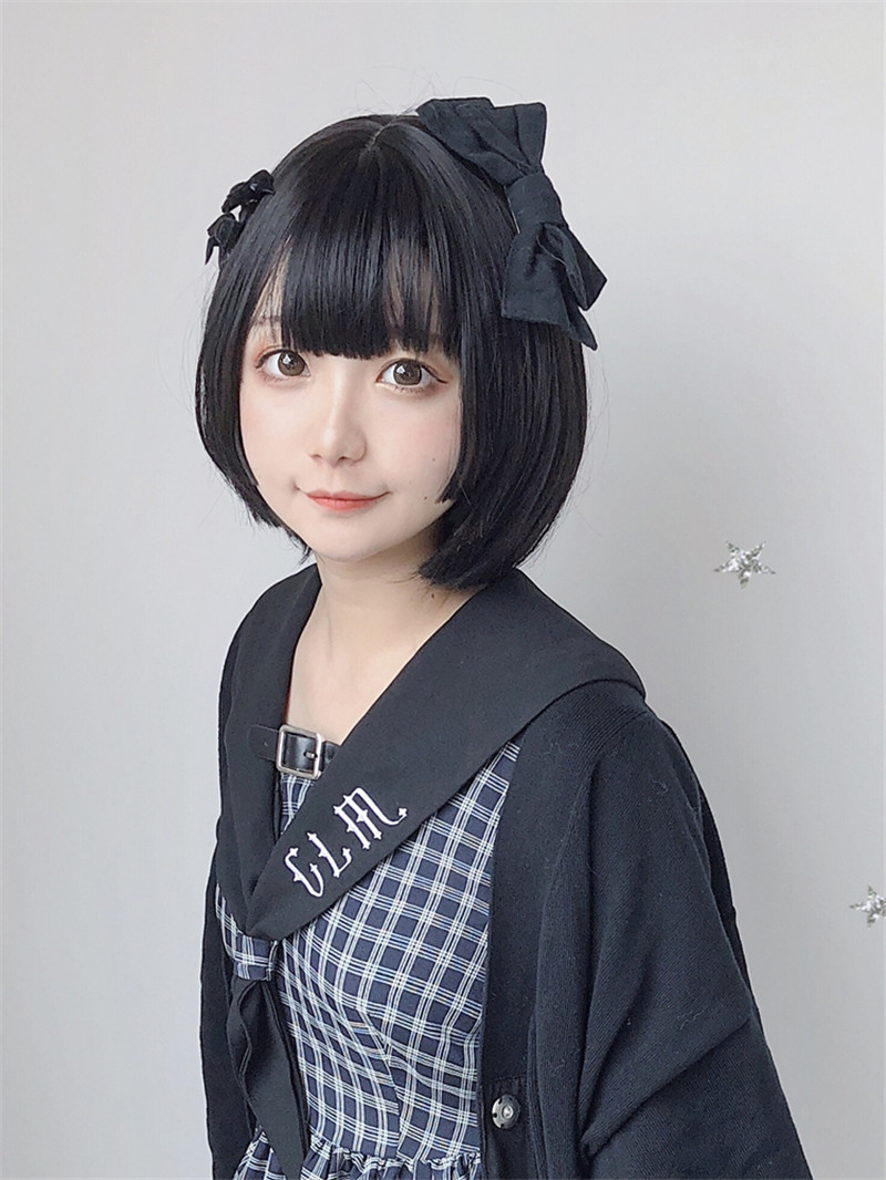 假发女姫发式短发cos假毛日常黑色齐刘海直发日式公主切现货批发