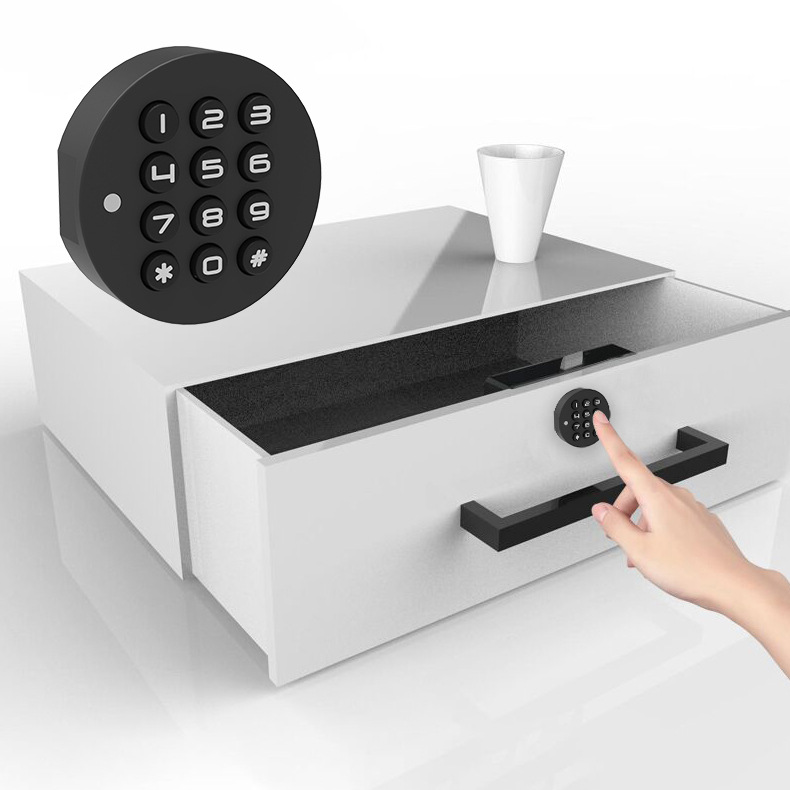 抽屉密码锁柜门小型智能文件柜家具储物电子锁塑料按键