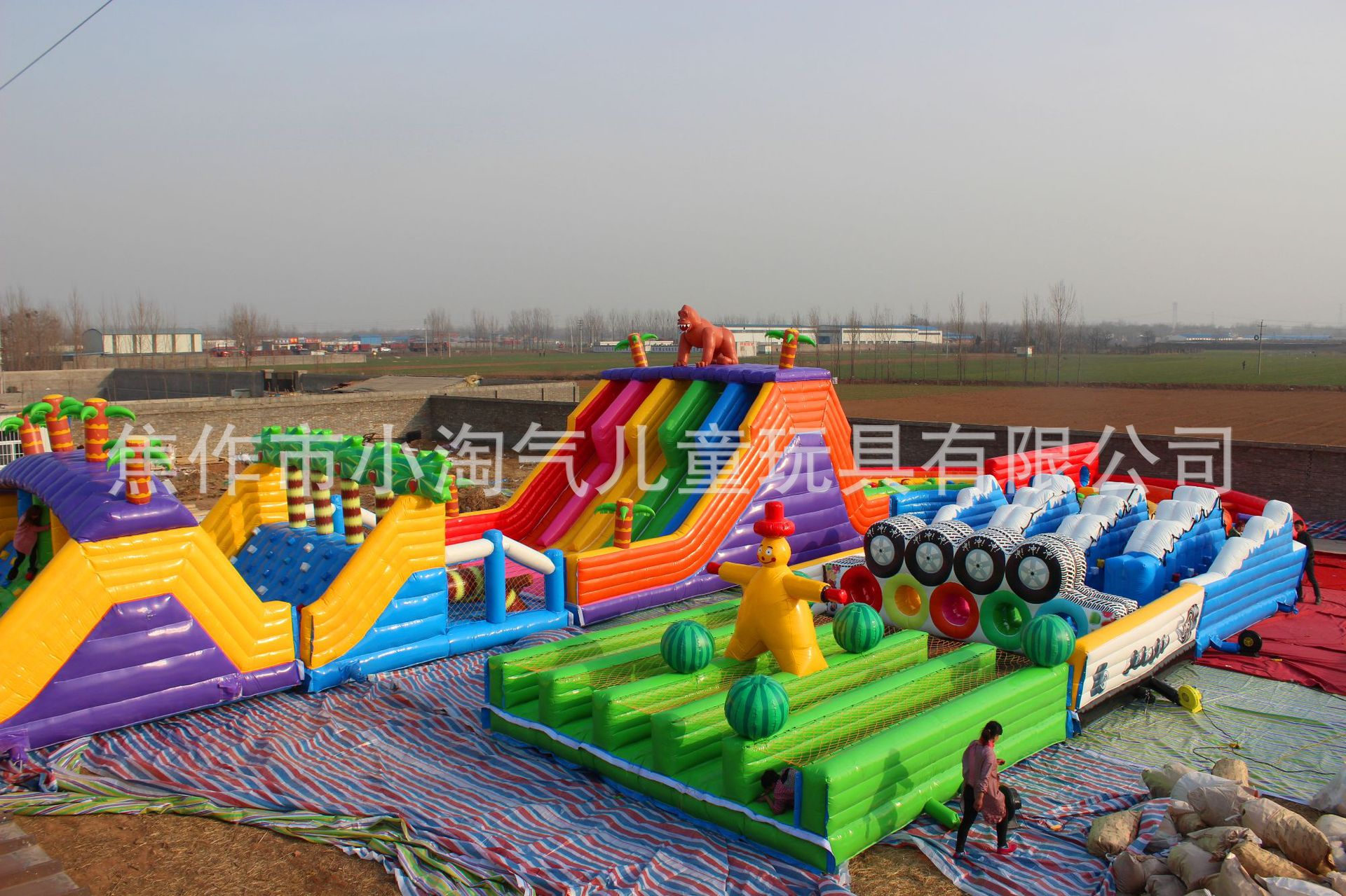 大型户外陆地闯关充气城堡滑梯 儿童蹦蹦床跳床拓展训练游乐设备