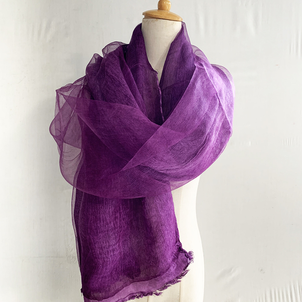 围巾女秋冬季韩版百搭双层纯色真丝披肩纱巾桑蚕丝丝巾春秋