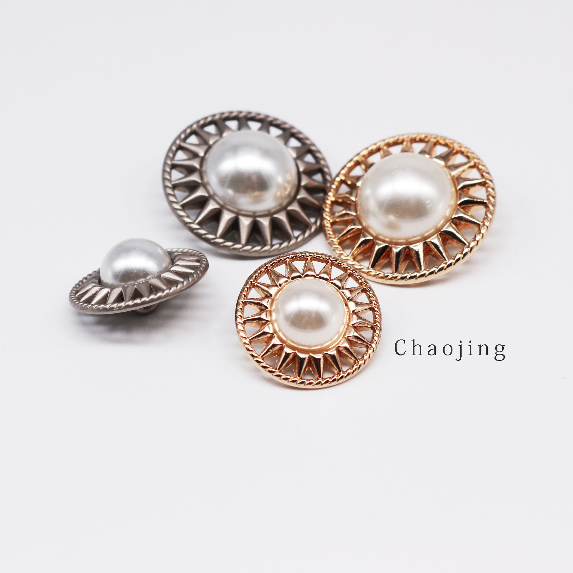 金属钮扣 高亮手缝珍珠纽扣扣子小香风羊绒大衣风衣外套纽扣批发