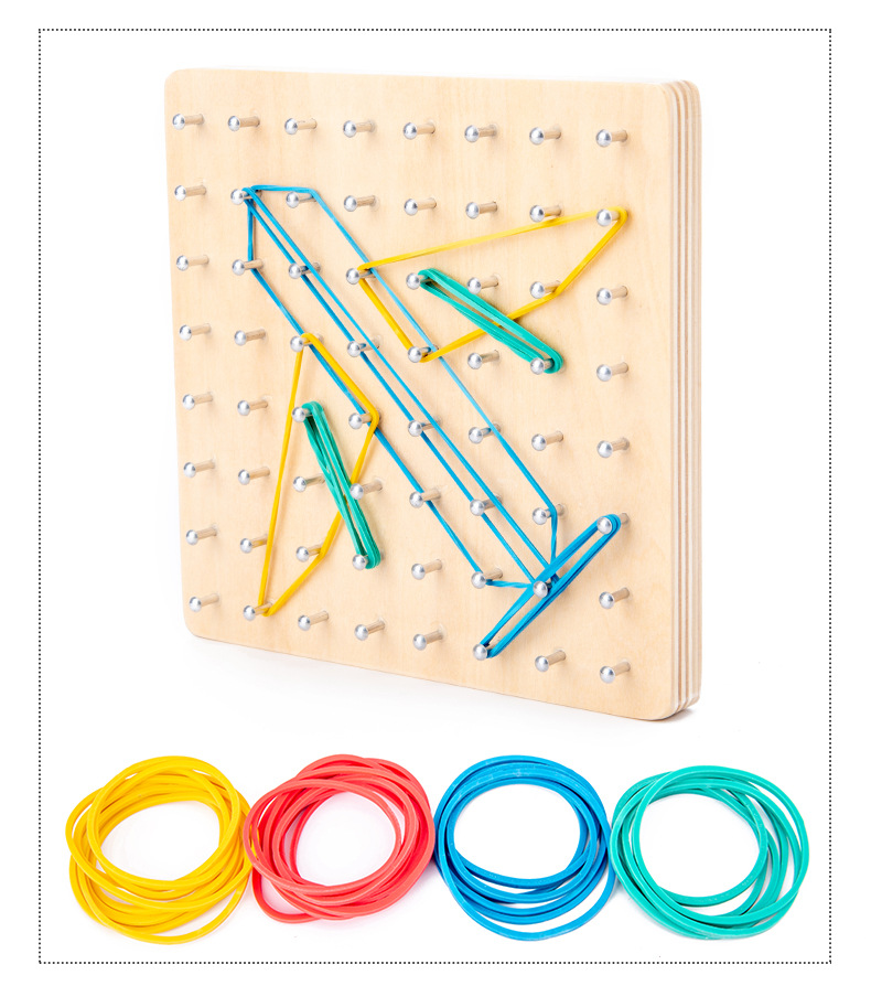 蒙氏教具钉子板学生用教学空间益智玩具带卡片创意图形幼儿园早教