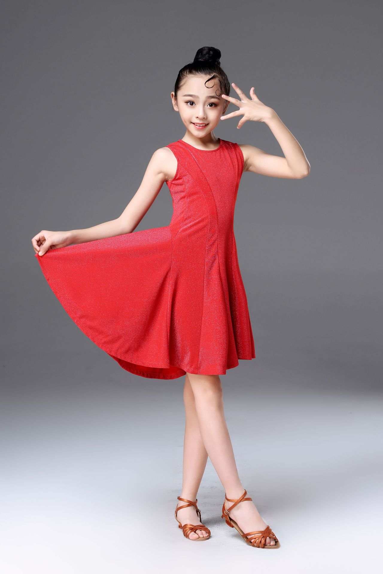 儿童拉丁舞裙女童拉丁舞练功裙女孩跳舞服装少儿比赛考级比赛服装