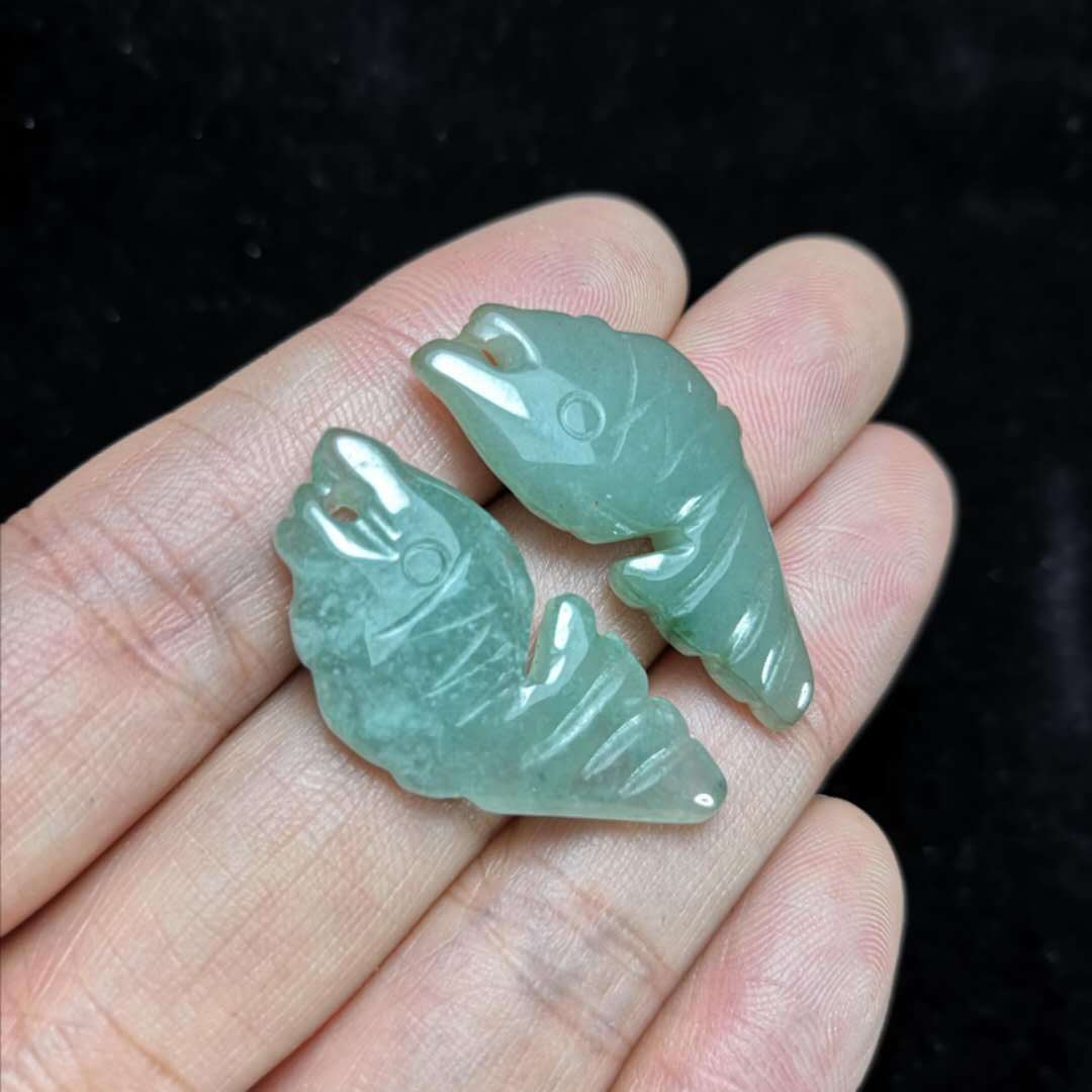 天然缅甸翡翠a货金鱼 手工diy翡翠小鱼儿挂件 冰润小锦鲤吊坠批发