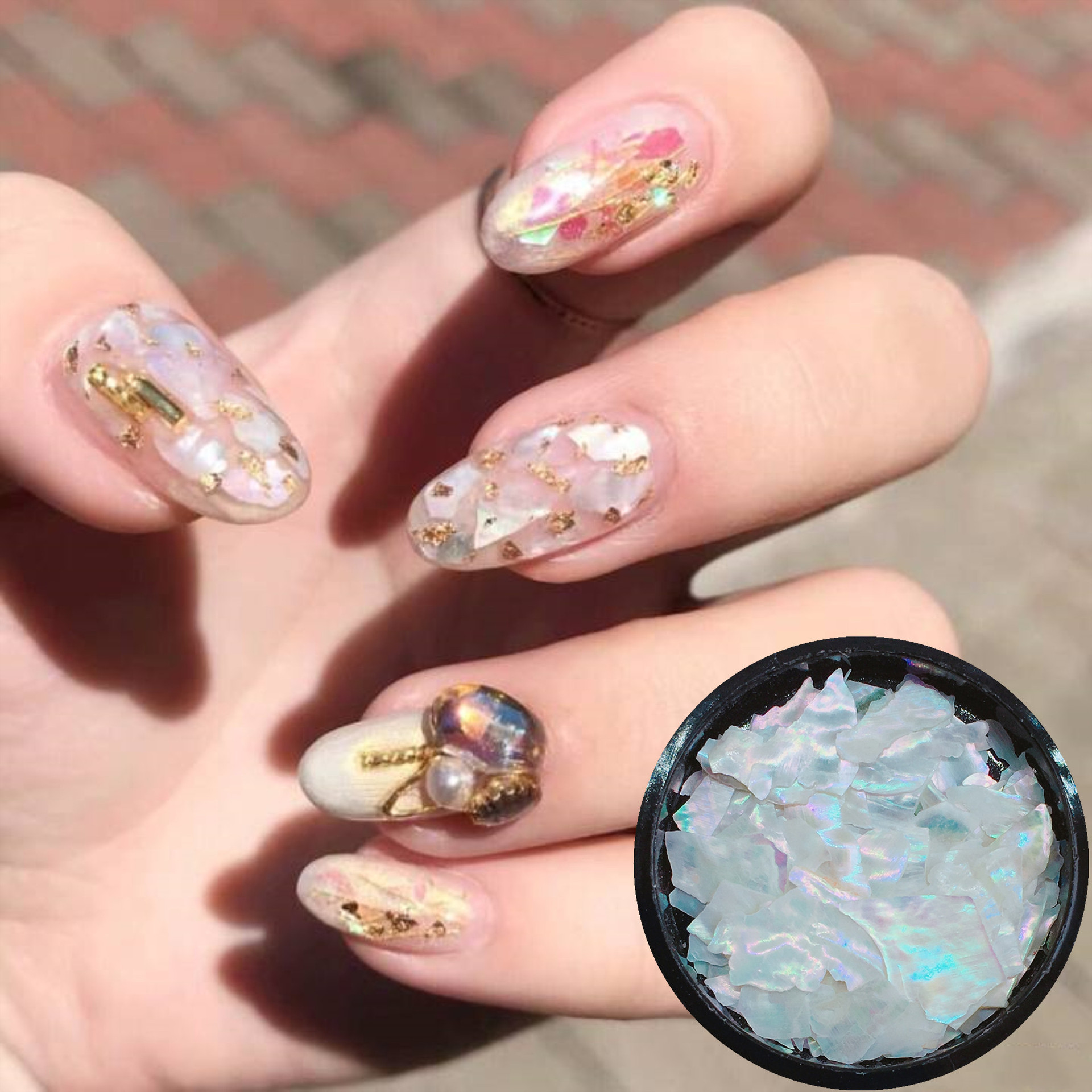 日本同款 自然海贝片贝壳片美甲饰品 贝壳碎片 美甲饰品光疗甲