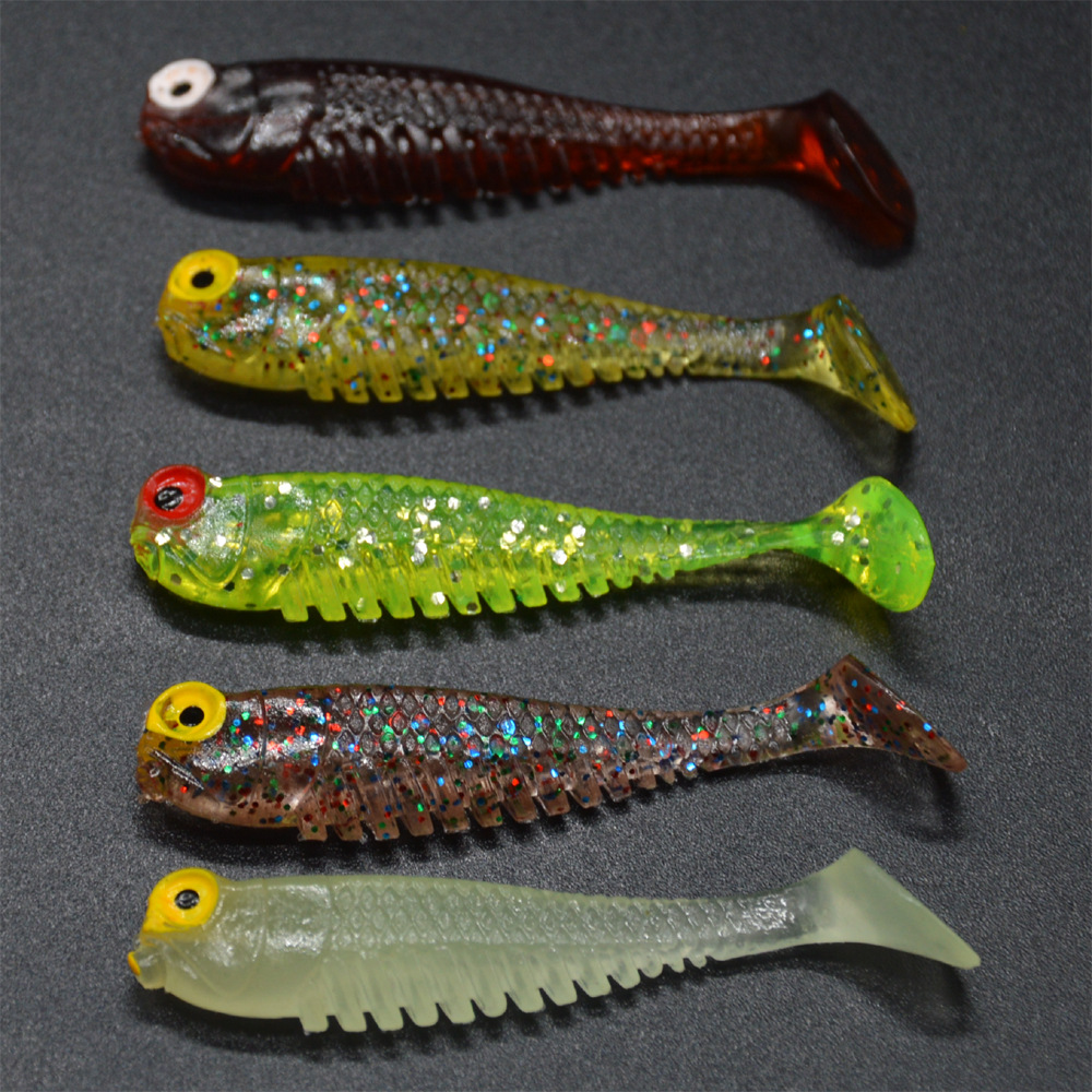 路亚饵套装软饵仿真软鱼30条/盒渔具t尾仿生拟饵假饵