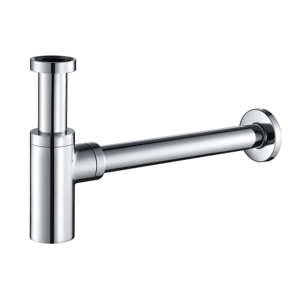 hideep面盆墙排下水p弯下水接管厨房水槽镀铬黄铜下水管hi-12021