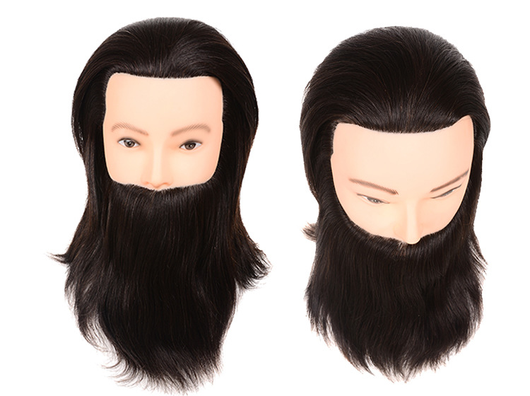 假发头模男款带胡子教习头全真发男士络腮胡模特头美发练习假人头