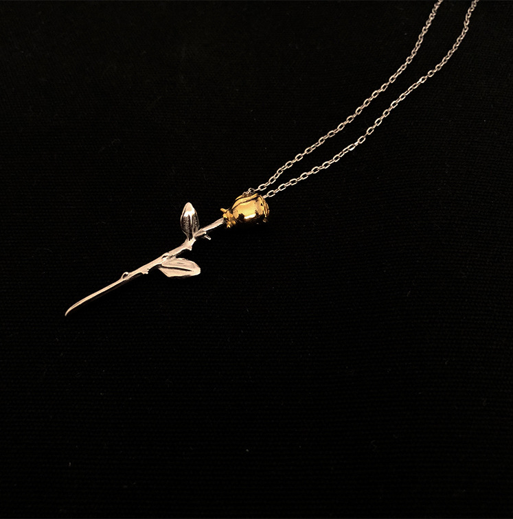 ambush同款玫瑰花项链s925 冷淡风chic锁骨链 马思纯明星同款