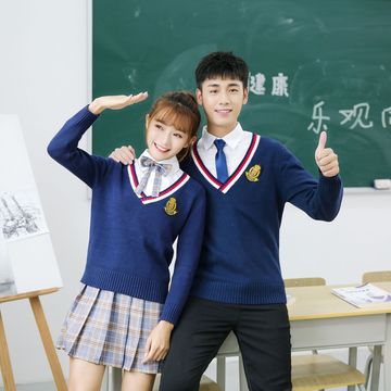 中学生校服班 英伦学院风宽松显瘦水手服jk制服裙毛衣套装-阿里巴巴