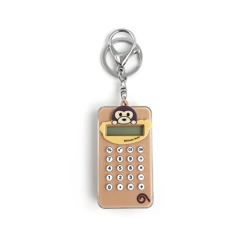 Korean Cartoon Mini Card Calculator Cute Portable Student Handheld Computer with Keychain Pendant
