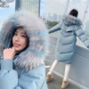 White duck down 2019 Hair collar Down Jackets Mid length version Easy thickening Show thin coat White duck down 2019 Hair collar Down Jackets Mid length version Easy thickening Show thin coat