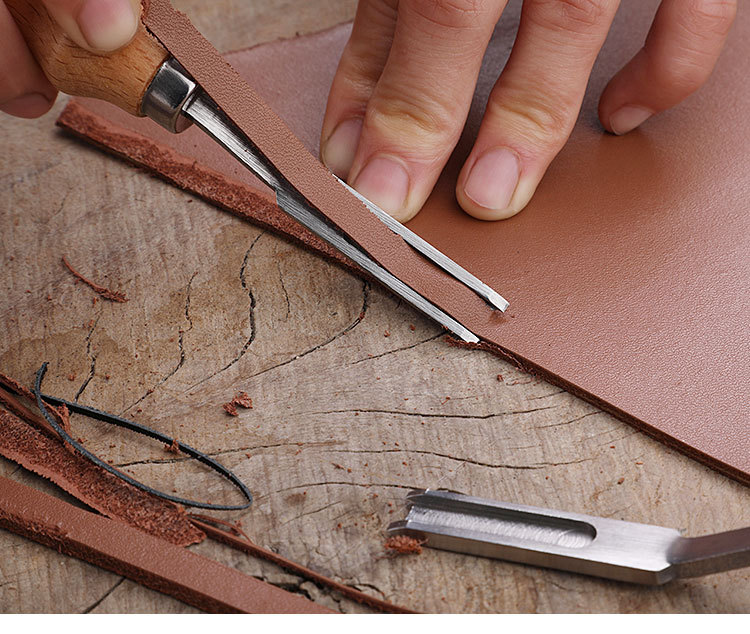 榉木柄法式皮革修边器皮雕皮艺工具倒角宽口斜削边刀手工铲边削薄