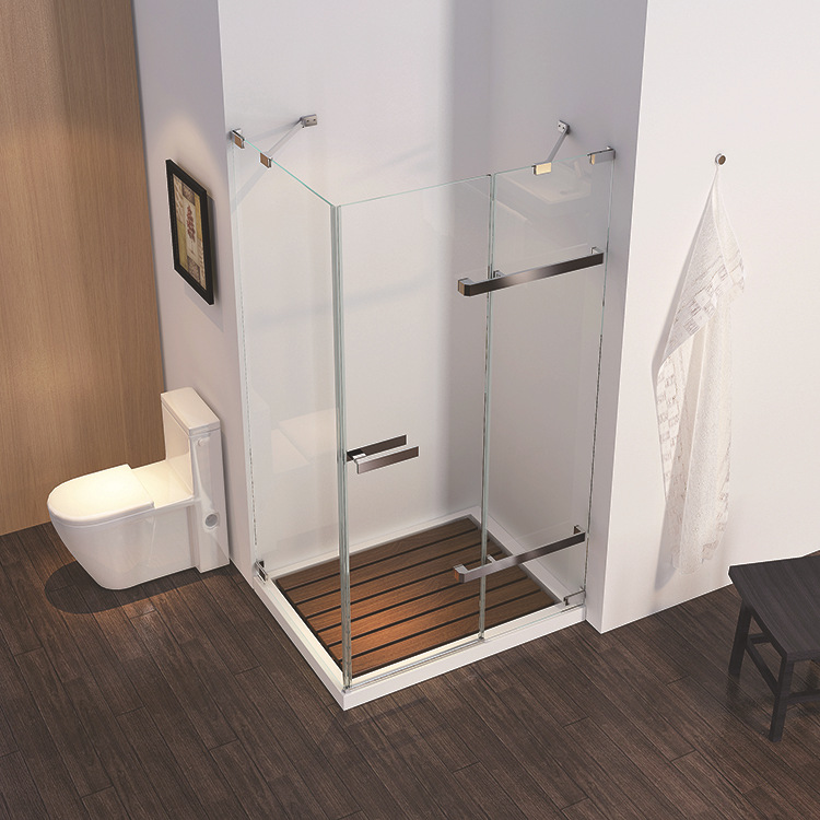 外贸出口304不锈钢l型平开简易淋浴房en12150欧洲钢化玻璃认证