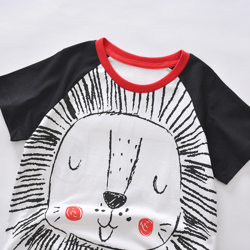 外贸韩版童装2020夏 涂鸦娃娃图案儿童纯棉短袖t恤童上衣潮童t恤