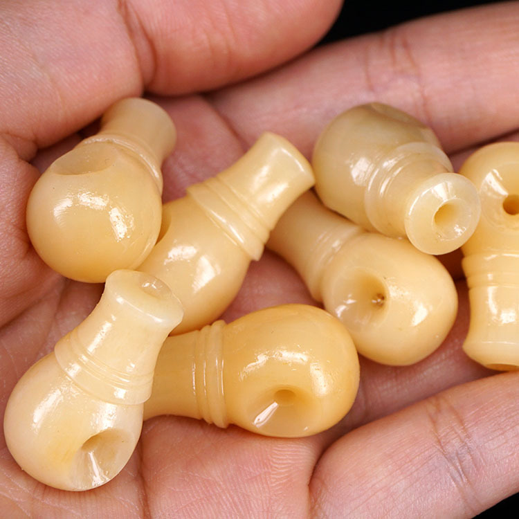 油润骆驼骨三通配饰 原色驼骨水滴一体三通佛头 佛珠diy配件