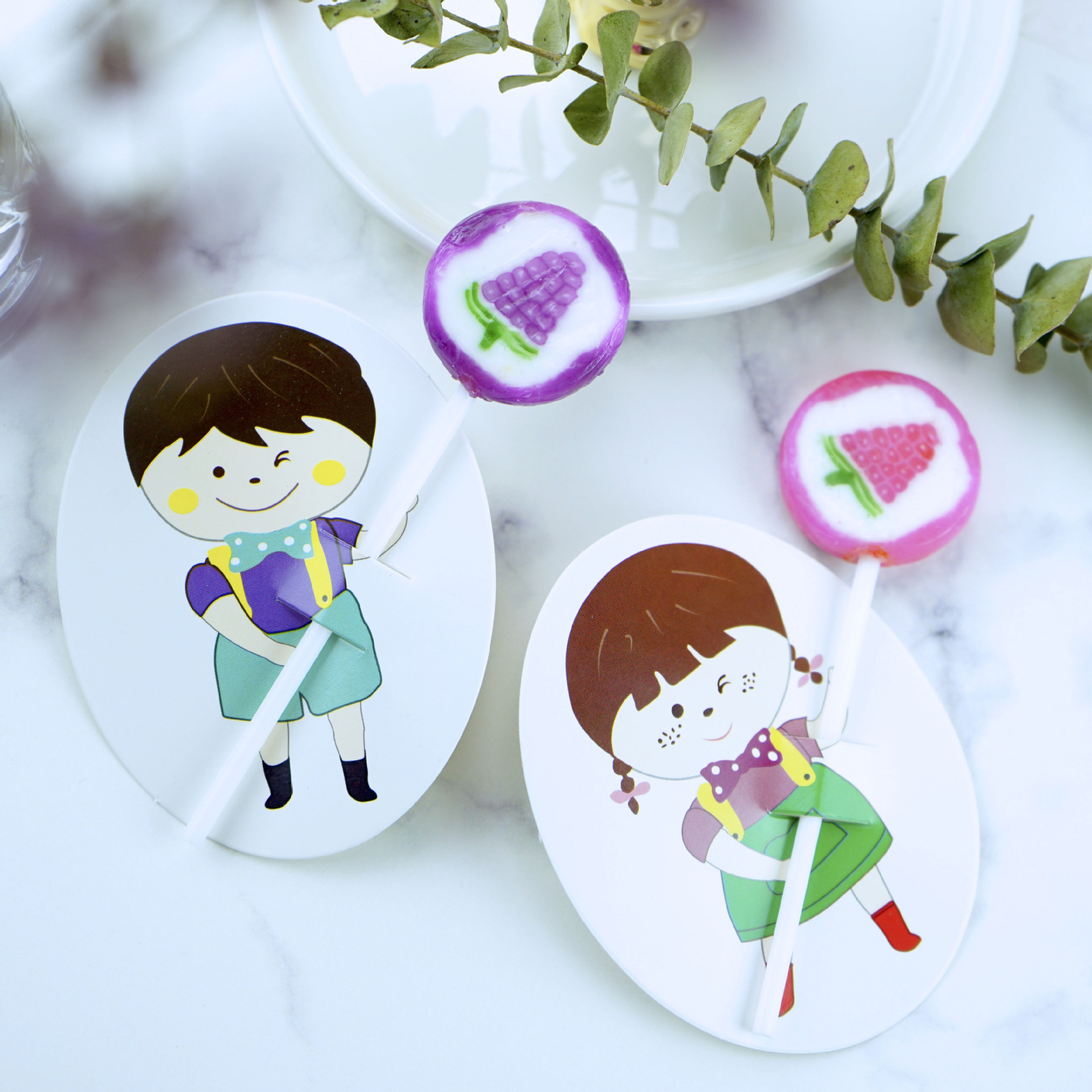 男孩女孩款卡通儿童装饰品手工diy棒棒糖装饰纸卡片礼物棒棒糖卡
