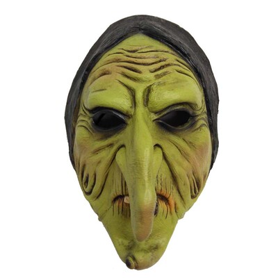 万圣节面具 橡胶鬼面具绿色长鼻女巫鬼面具
