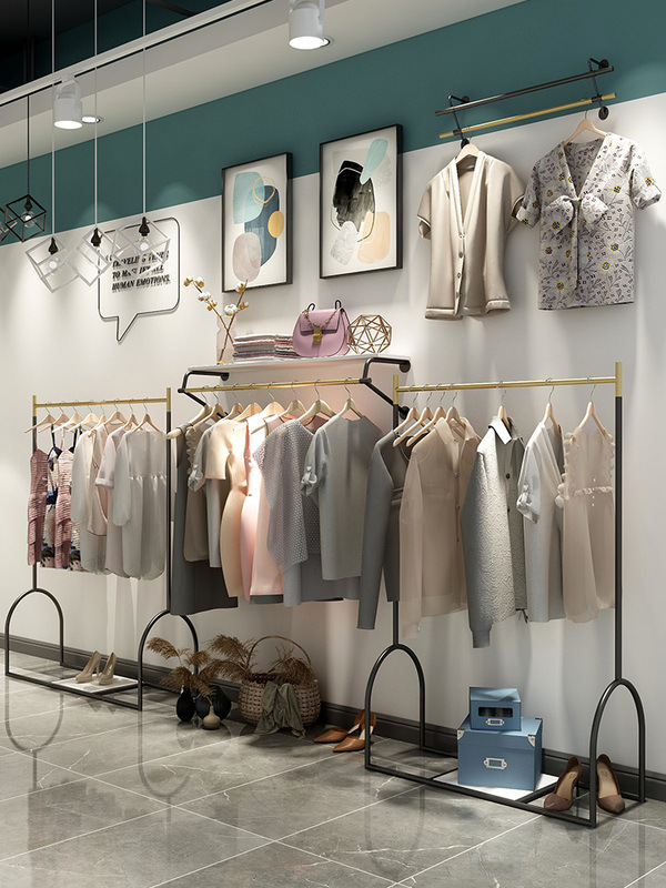 女装店展示效果设计服装店效果图服装组合落地新款女装展示架装修