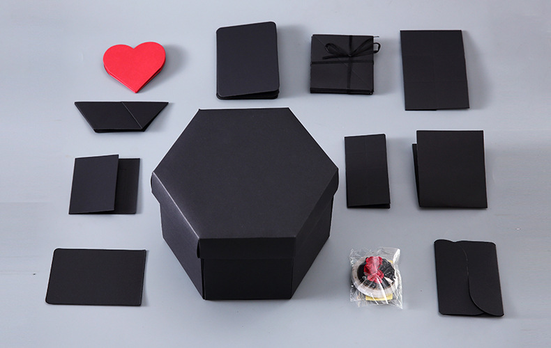 抖音同款六边形爆炸盒子惊喜盒子情人节圣诞节纪念日厂家直销