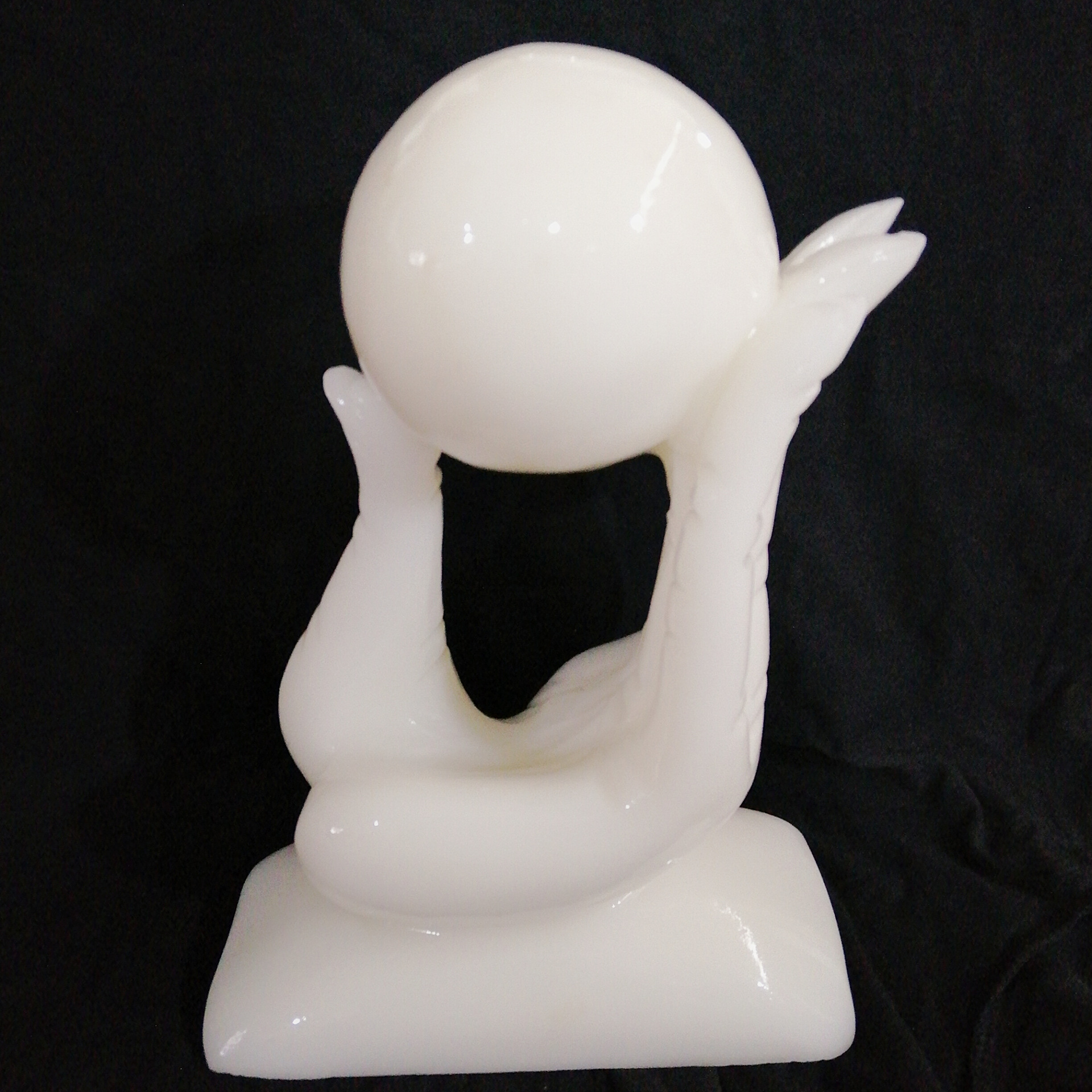 天然阿富汗白玉掌上明珠摆件 白玉佛手摆件办公