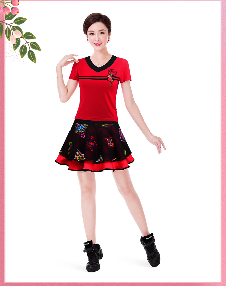 广场舞服装新款套装2020夏季莫代尔中老年女短袖舞蹈跳舞衣服