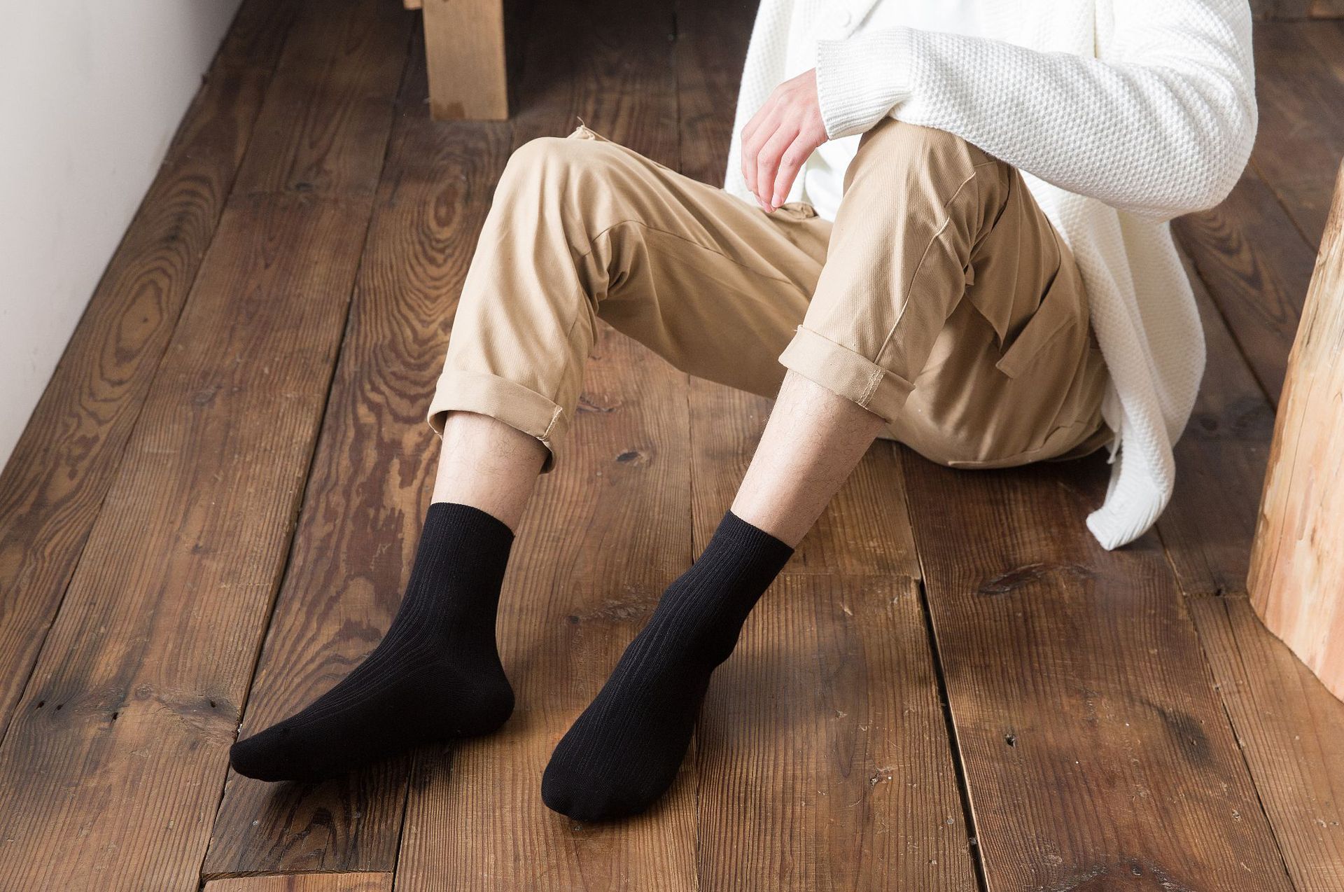 袜子男四季百搭精梳棉绅士袜韩国袜粗线竖条纹双针商务男士中筒袜