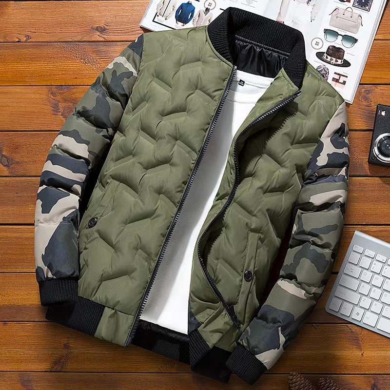 Men's Coat Winter down Cotton-Padded Jacket Camouflage Japanese Baseball Foreign Trade Men's Cotton-Padded Jacket Fashion Brand Short Cotton-Padded Jacket Wholesale